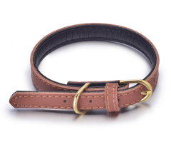 100% Genuine Leather Dog Pet Collar Soft Padded Comfortable Adjustable Quality