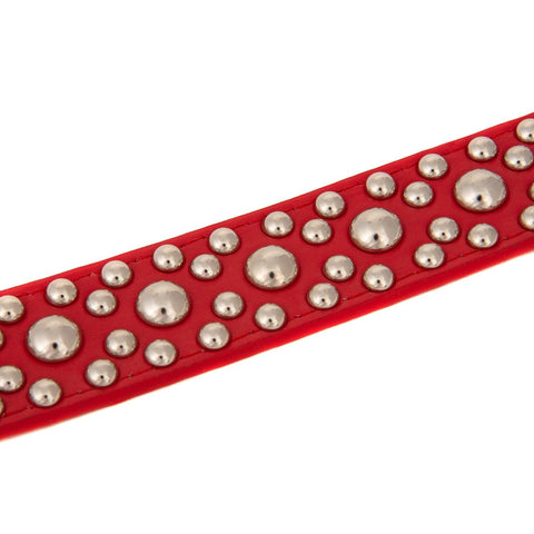 Studded Rivet Spiked Metal Dog PU Leather Collar Black Red Pink Brown Small S M