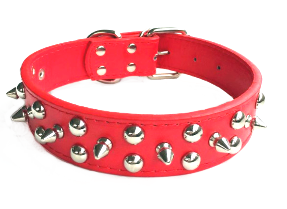 Spiked Studded Rivet Leather Dog Pet Puppy Collar XS S M L Black Red Pink Purple
