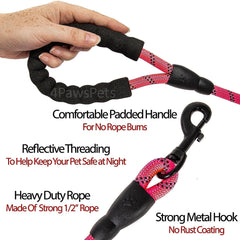 Large Heavy Duty Dog Leash Nylon Lead Rope Pad Handle Training Walking Harness