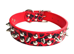 Large Spiked Studded Dog Pet Collar Faux Leather Medium-Large Dog Pet Adjustable