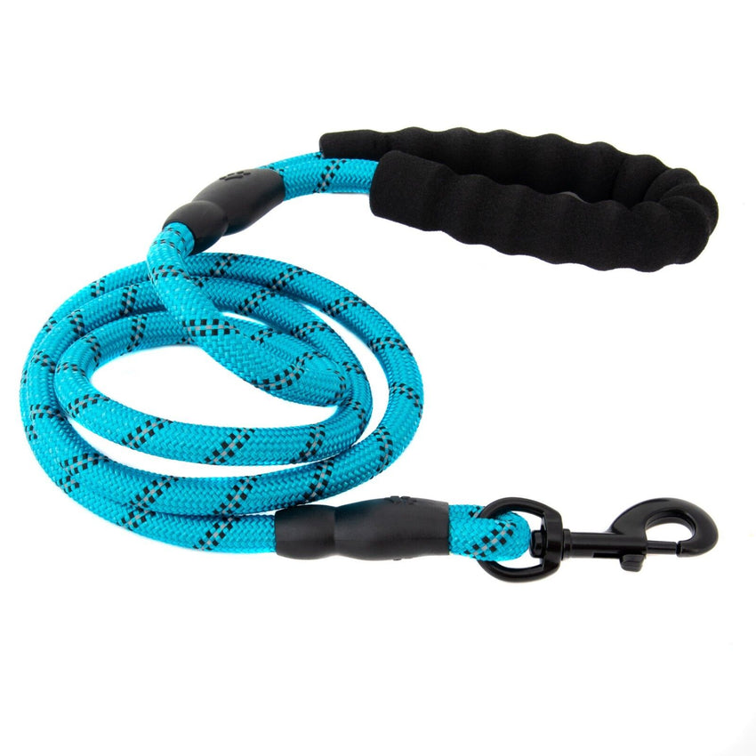 5FT Service Dog Rope Leash Lead Train Padded Handle Reflective Nylon M L Black