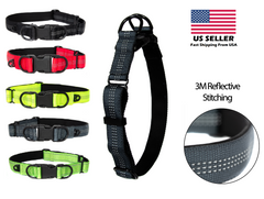 Reflective Nylon Dog Collar with Quick Release Buckle, 5 Colors, Adjustable M L