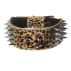 3" WIDE RAZOR SHARP Spiked Studded Leather Dog Pet Collar 4-ROWS 19-22" 21-24"