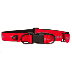 Pet Dog Collar Leash Nylon Adjustable Comfort Padded Size S M L XL Black Red