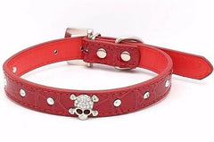 SKULL Diamond Crystal Rhinestone Leather Dog Cat Collar Puppy Blink Pink Cutie