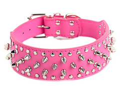 Spiked Studded Rivet PU Leather Dog Collar Pit Bull BLACK L XL FOR LARGE BREEDS