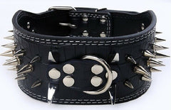 3" WIDE RAZOR SHARP Spiked Studded PU Leather Dog Pet Collar 3ROWS 19-22" 21-24"