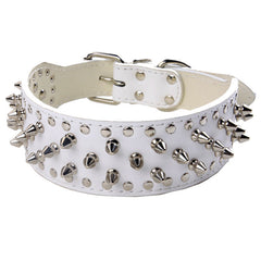 Spiked Studded Rivet PU Leather Dog Collar Pit Bull BLACK L XL FOR LARGE BREEDS